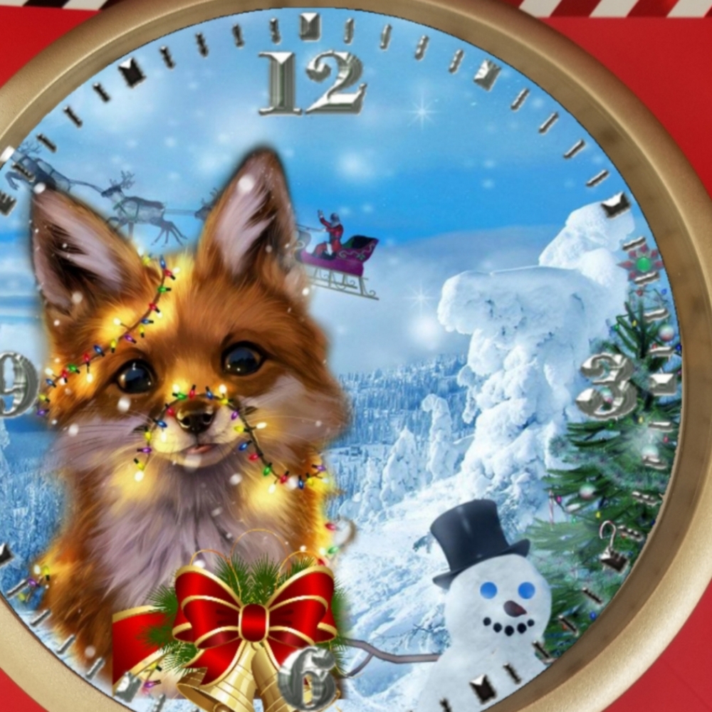 Christmas fox and Santa claus